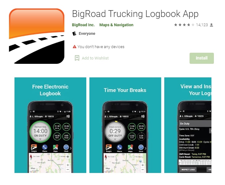 BigRoad Trucking Logbook App