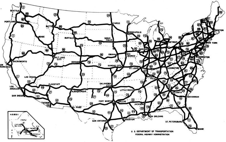 Federal-Aid Highway Act of 1956 - Construction of the 41,000-mile Interstate Highway System