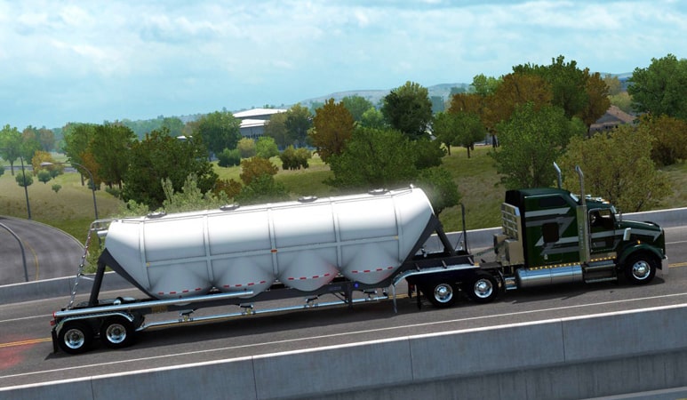 Truck hauling dry bulk material