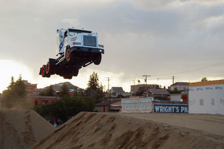 Longest Ramp Jump by a Truck Cab