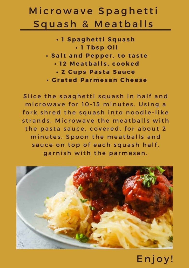 Microwave Spaghetti Squash & Meatballs