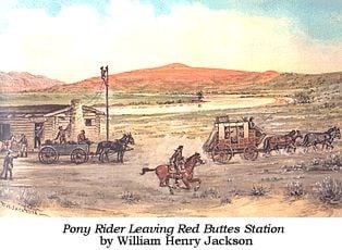 Pony Rider Leaving Red Buttes Station